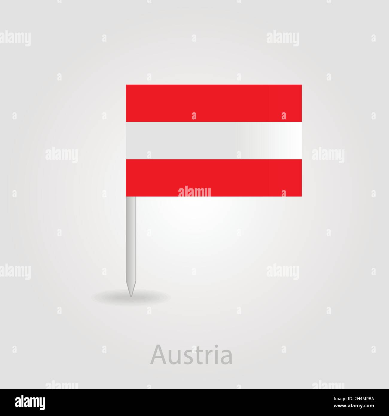 Austria flag pin map icon, isolated vector illustration eps 10 Stock Vector