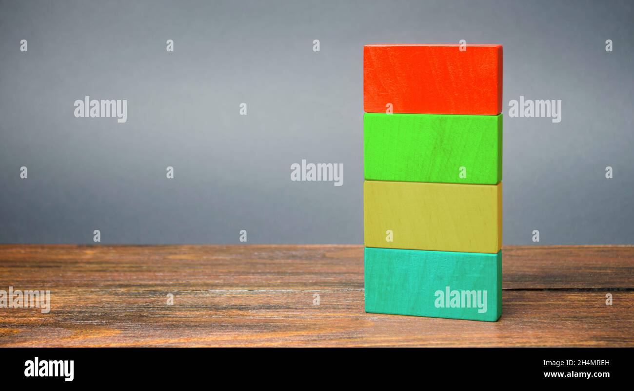 Empty multicolored wooden blocks. Business management concept. Planning ...