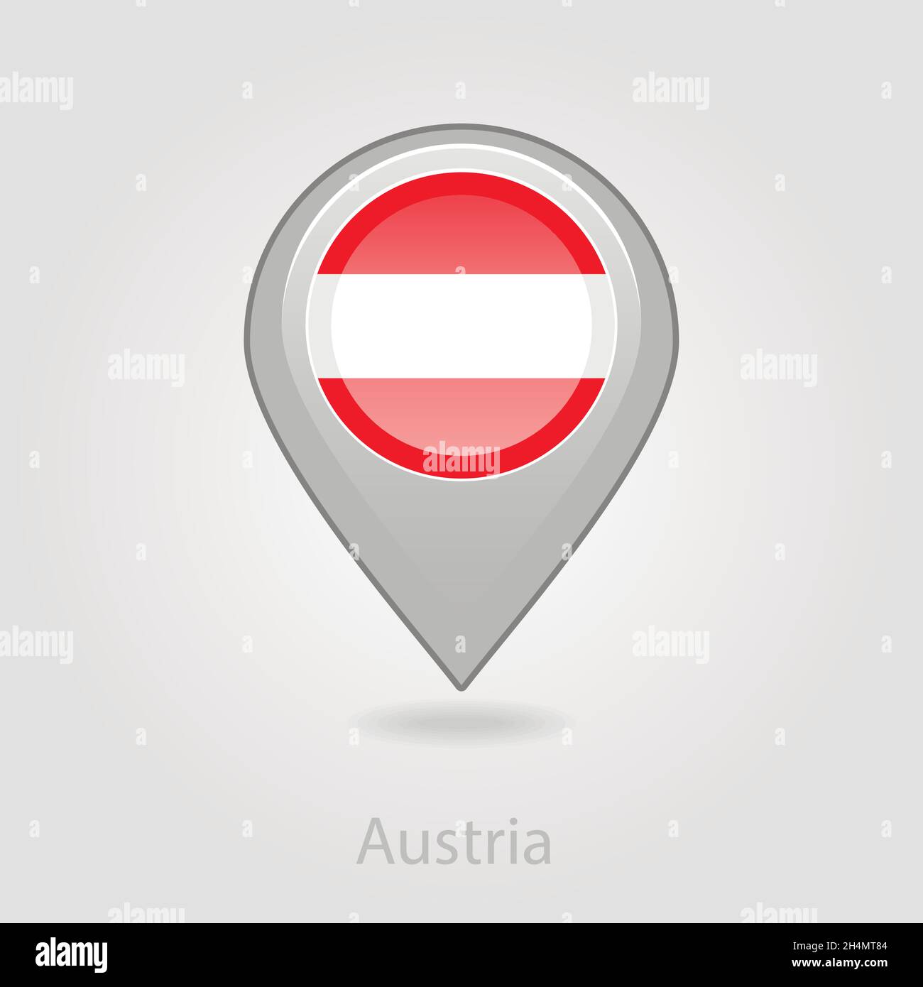 Austria flag pin map icon, isolated vector illustration eps 10 Stock Vector