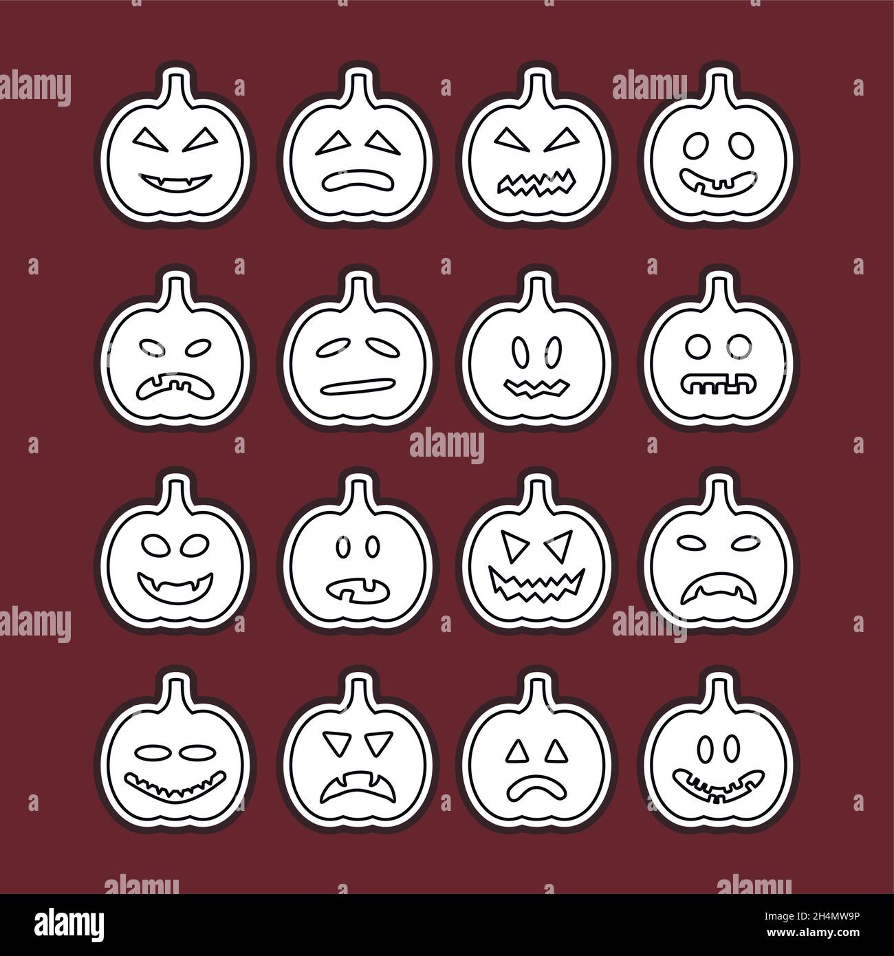 Halloween pumpkins icon set, vector illustration eps 10 Stock Vector