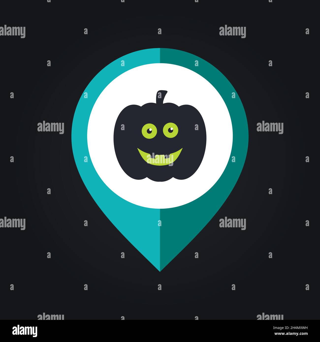 Halloween pumpkins mapping pin icon, vector illustration eps 10 Stock Vector