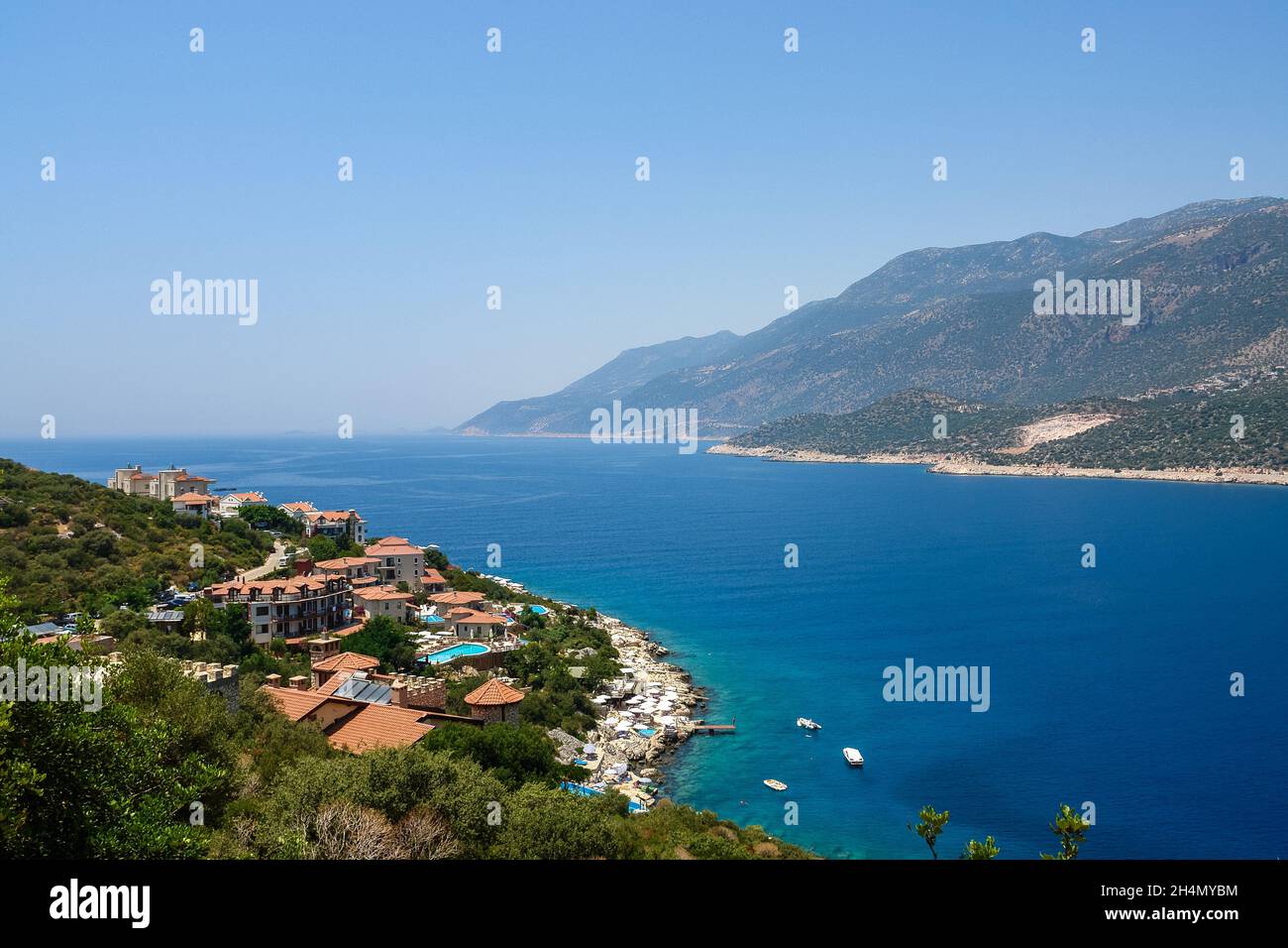 Mediterranean coastline in Kas town of Antalya province of Turkey. Stock Photo