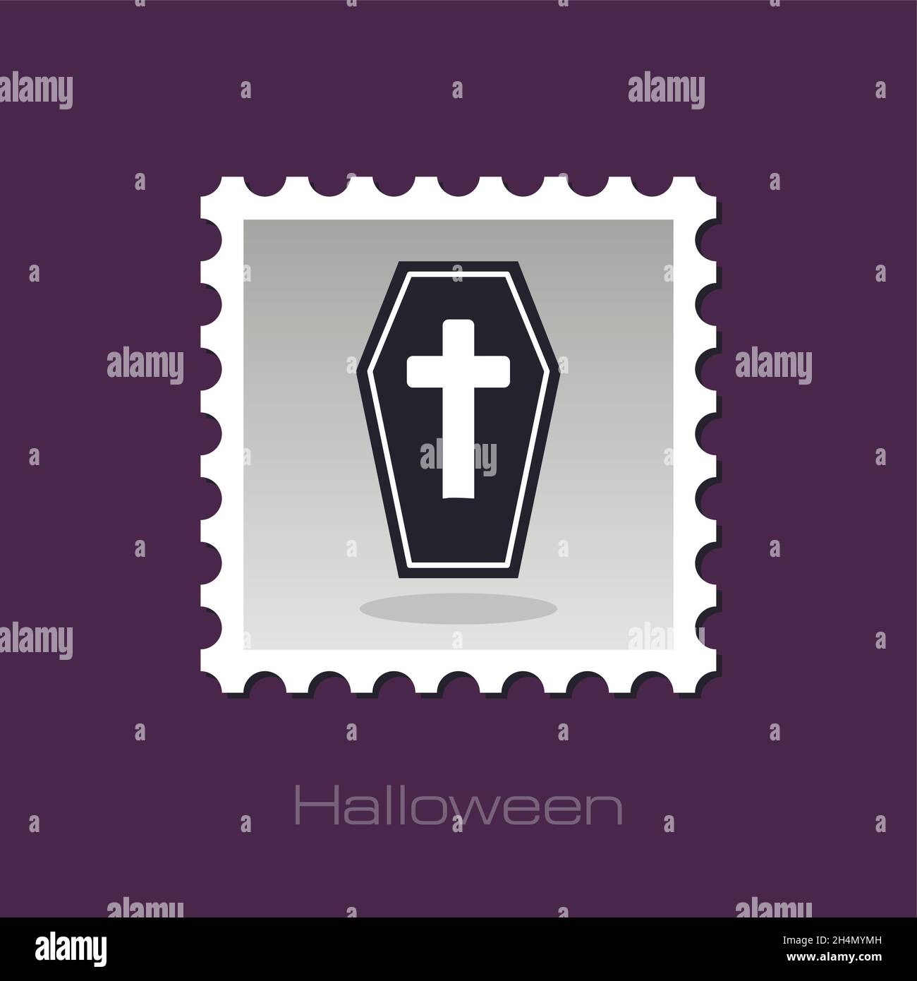 Halloween Coffin stamp, vector illustration eps 10 Stock Vector