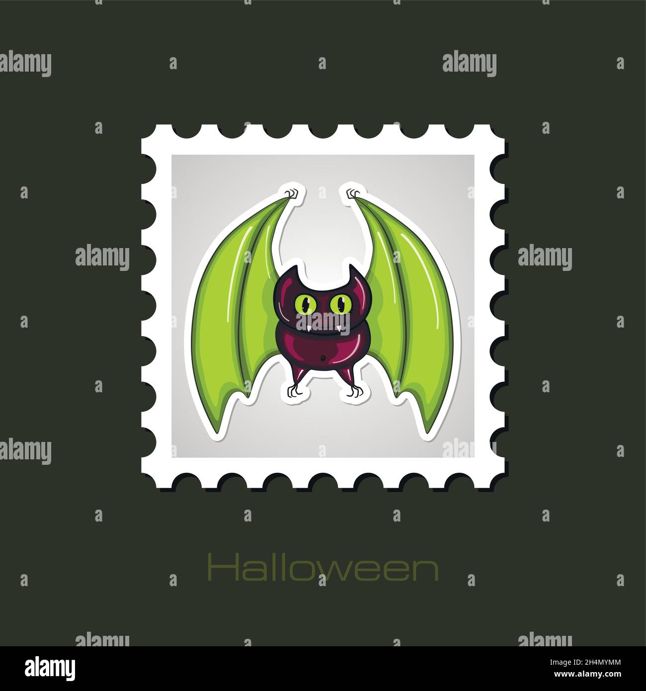 Halloween Bat stamp, vector illustration eps 10 Stock Vector