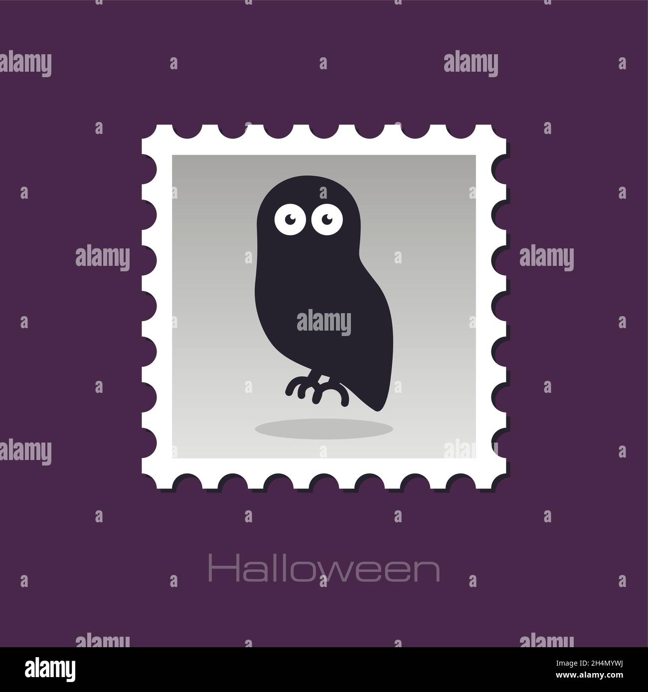 Halloween owl stamp, vector illustration eps 10 Stock Vector