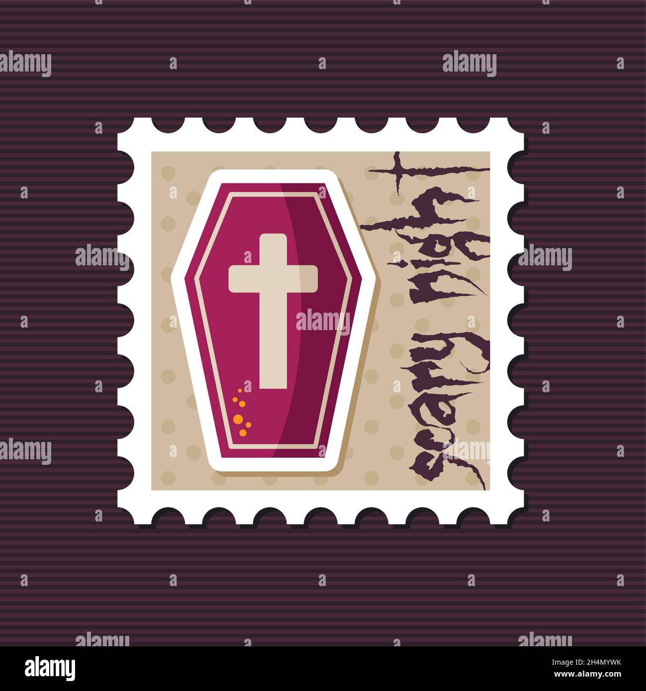 Halloween Coffin stamp, vector illustration eps 10 Stock Vector