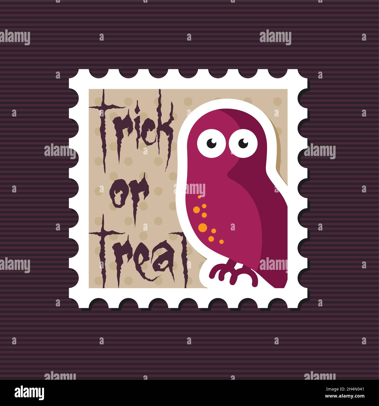 Halloween owl stamp, vector illustration eps 10 Stock Vector