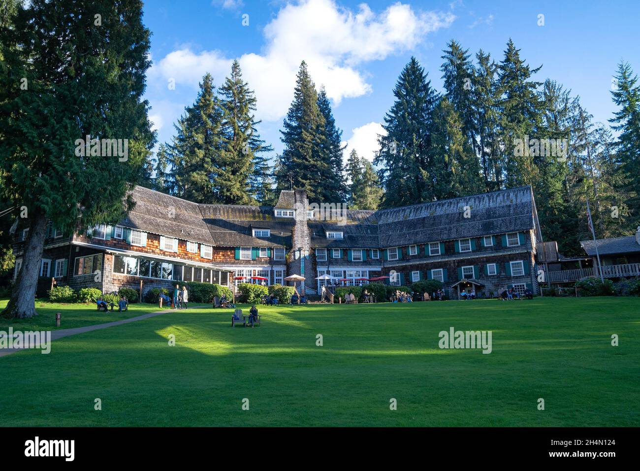 Quinault, WA USA Sept. 20, 2021 Horizontal view of Lake Quinault Lodge, a historic hotel on