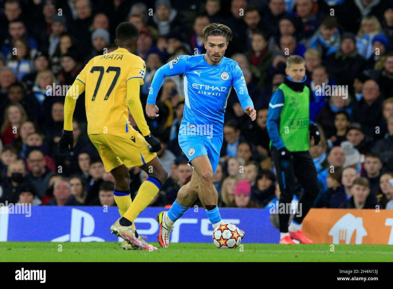 Jack Grealish #10 of Manchester City runs with the ball Stock