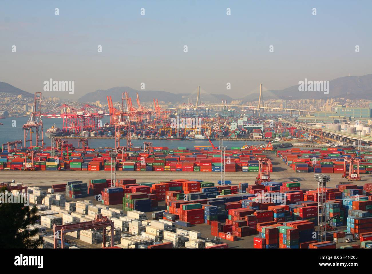 Containers in Busan port terminal, South Korea Stock Photo - Alamy