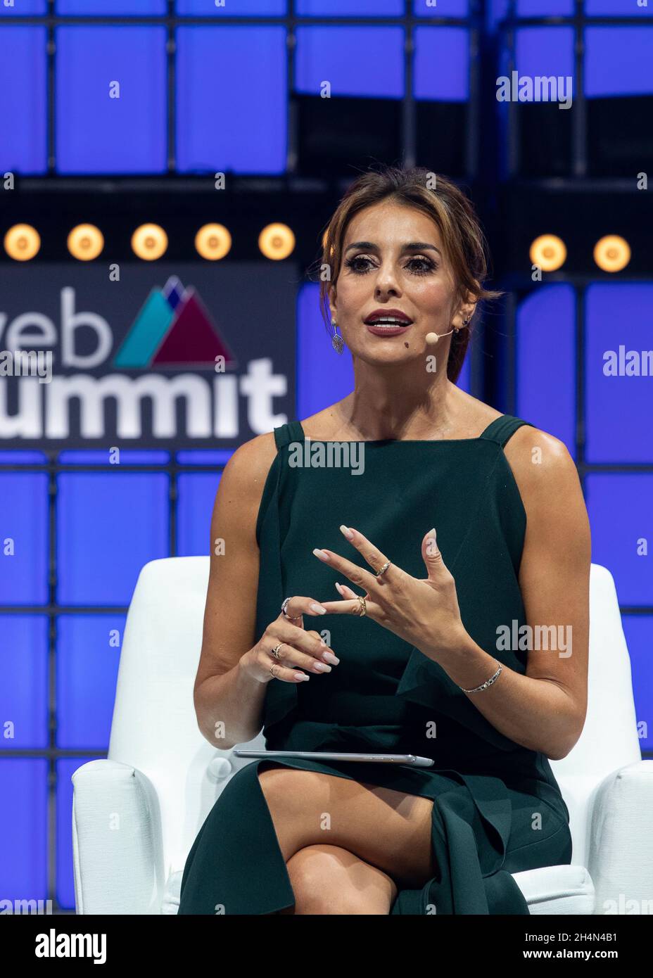 Lisbon, Portugal. 03rd Nov, 2021. United Nations Ambassador, Catarina Furtado addresses the audience at Altice Arena Centre Stage during the third day of the Web Summit 2021.largest, technology conferences, meeting point, debate, technological evolution, Web Summit (Photo by Hugo Amaral/SOPA Images/Sipa USA) Credit: Sipa USA/Alamy Live News Stock Photo