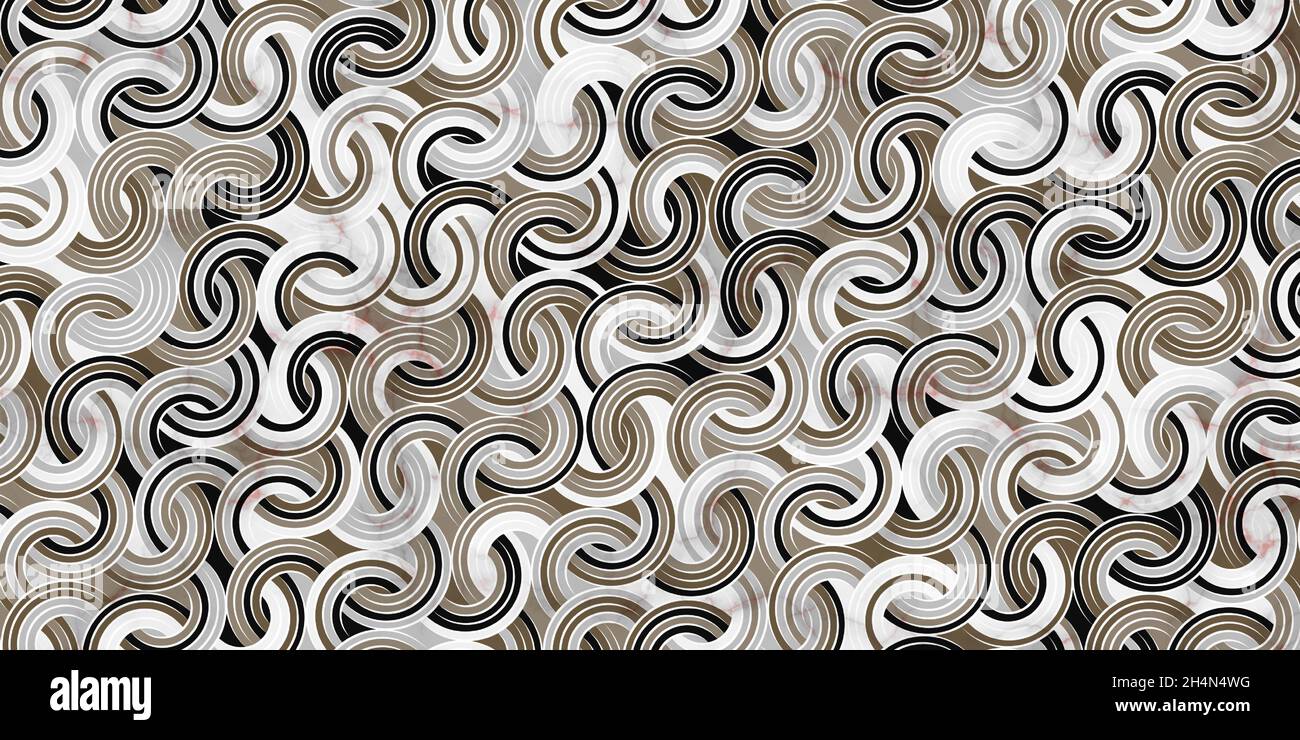 Geometric pattern luxury gray background with circle overlapping and marble texture Stock Vector