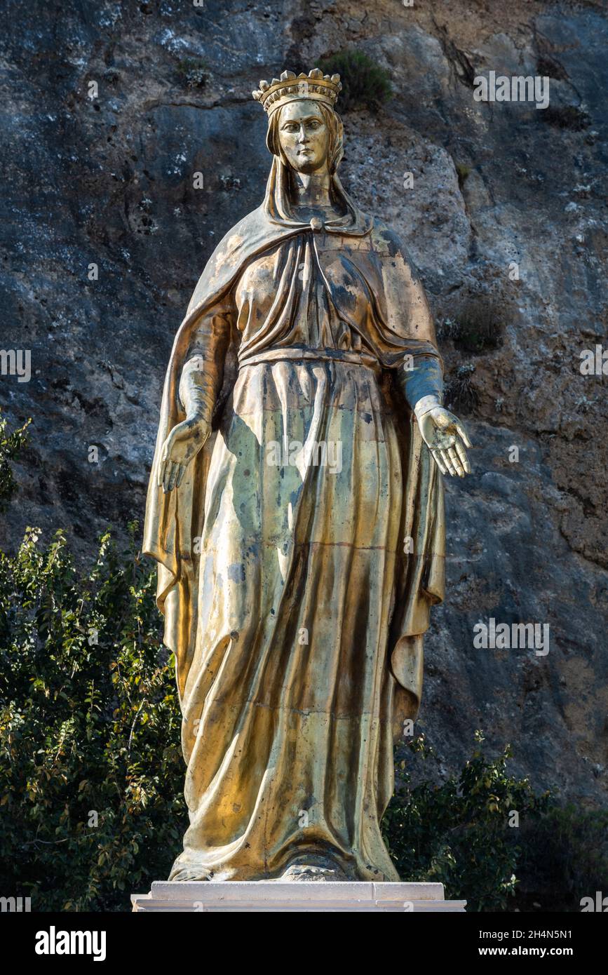 Selcuk, Izmir, Turkey – November 3, 2020. Giant bronze statue of Virgin Mary in Selcuk, Turkey. The statue was erected in 1996. Stock Photo