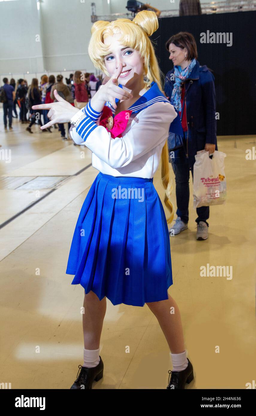 04-28-2018 Moscow Russia. Some blonde smiling girl in clothes of japanese  anime or girl from manga Stock Photo - Alamy