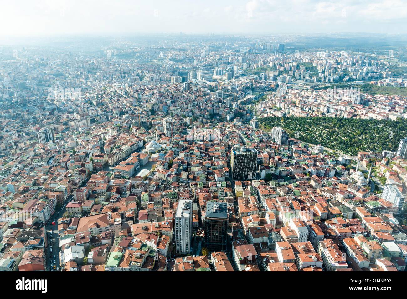 Istanbul, Turkey – November 12, 2020. Aerial view over Kagithane neighborhood of Istanbul. Stock Photo