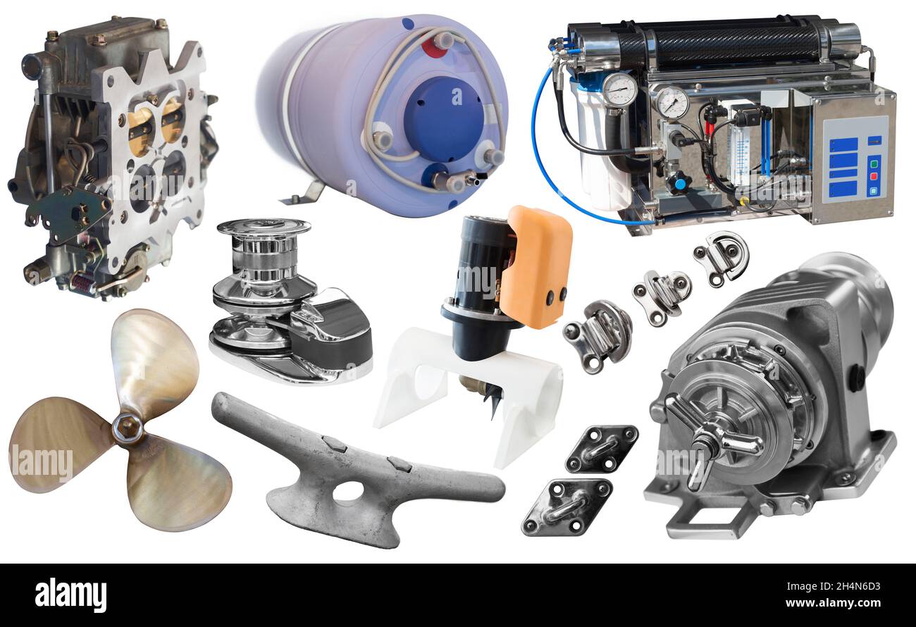 Set of yacht parts isolated on white Stock Photo Alamy