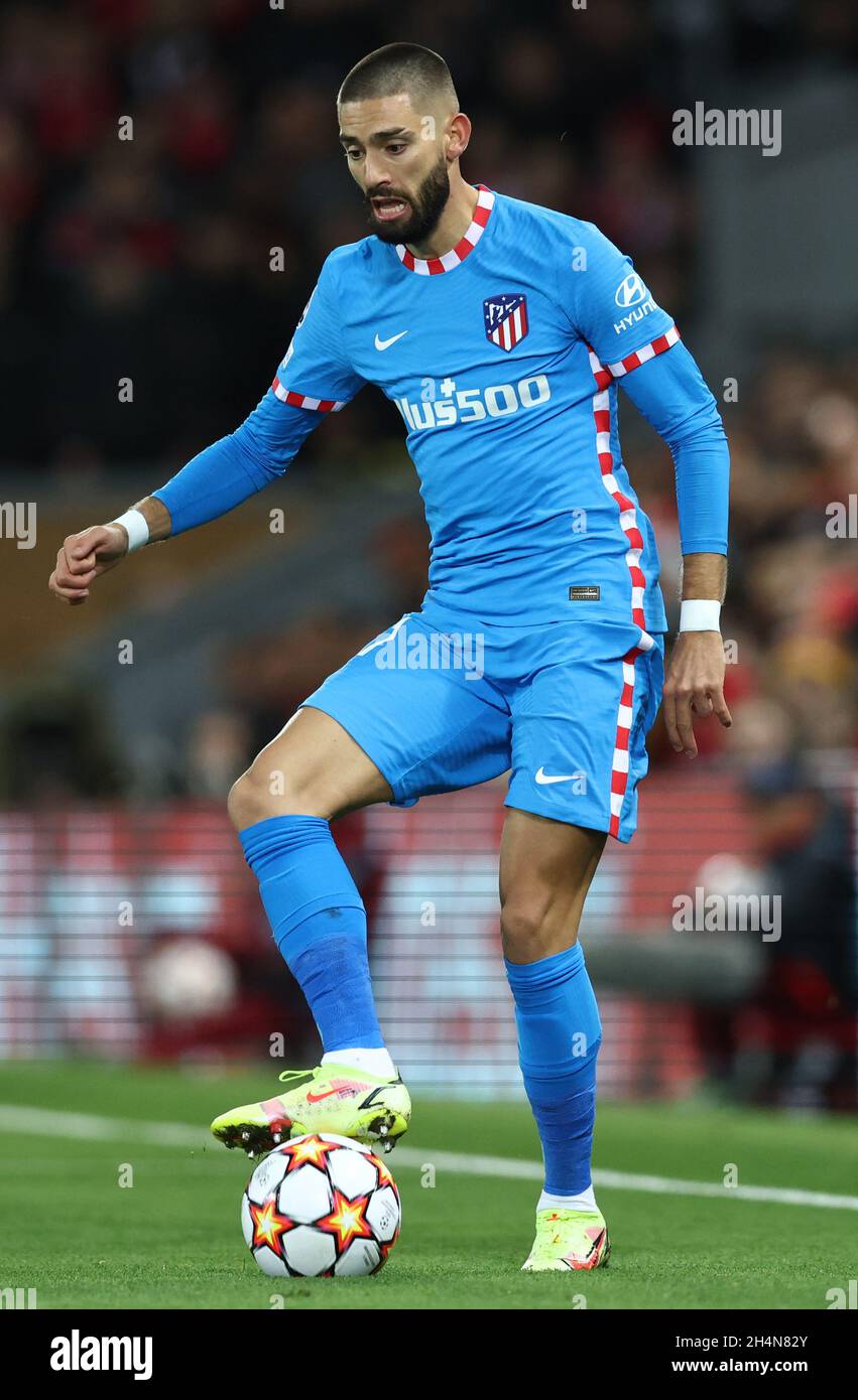 Liverpool, England, 3rd November 2021.  Yannick Carrasco of Atletico Madrid during the UEFA Champions League match at Anfield, Liverpool. Picture credit should read: Darren Staples / Sportimage Credit: Sportimage/Alamy Live News Stock Photo