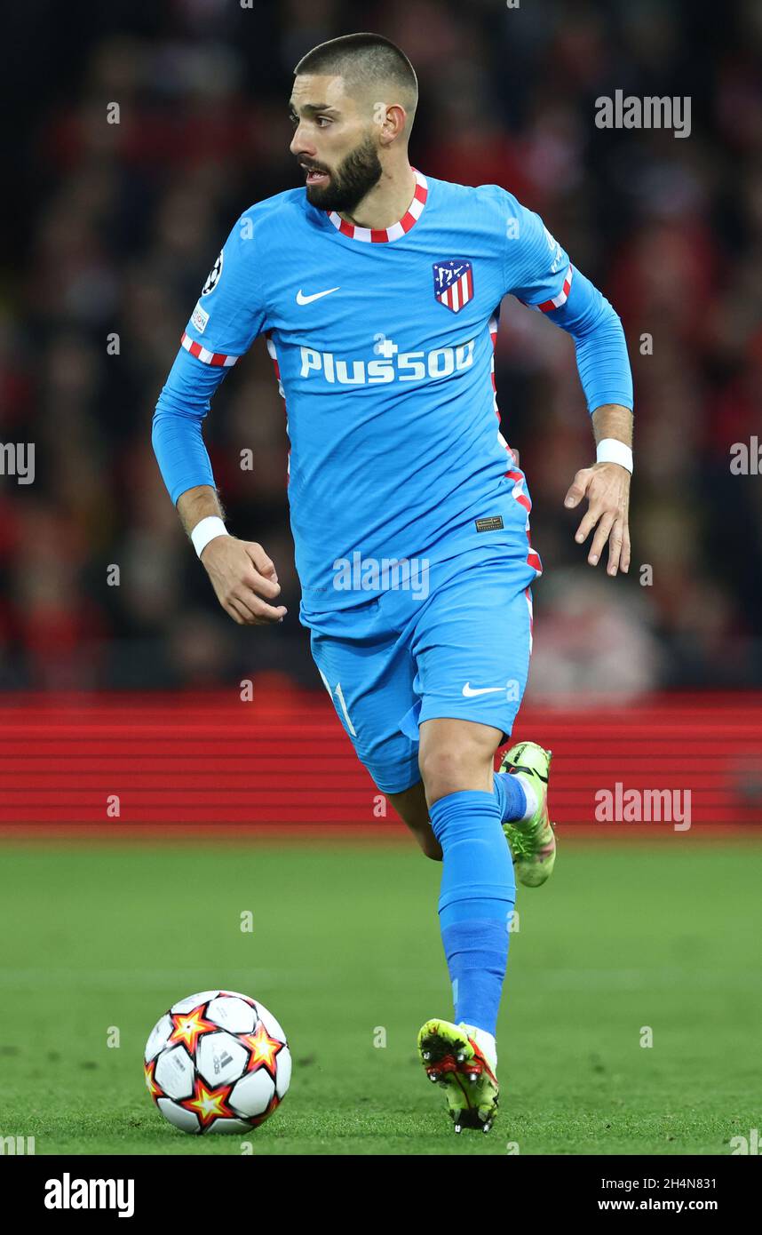 Liverpool, England, 3rd November 2021.  Yannick Carrasco of Atletico Madrid during the UEFA Champions League match at Anfield, Liverpool. Picture credit should read: Darren Staples / Sportimage Credit: Sportimage/Alamy Live News Stock Photo