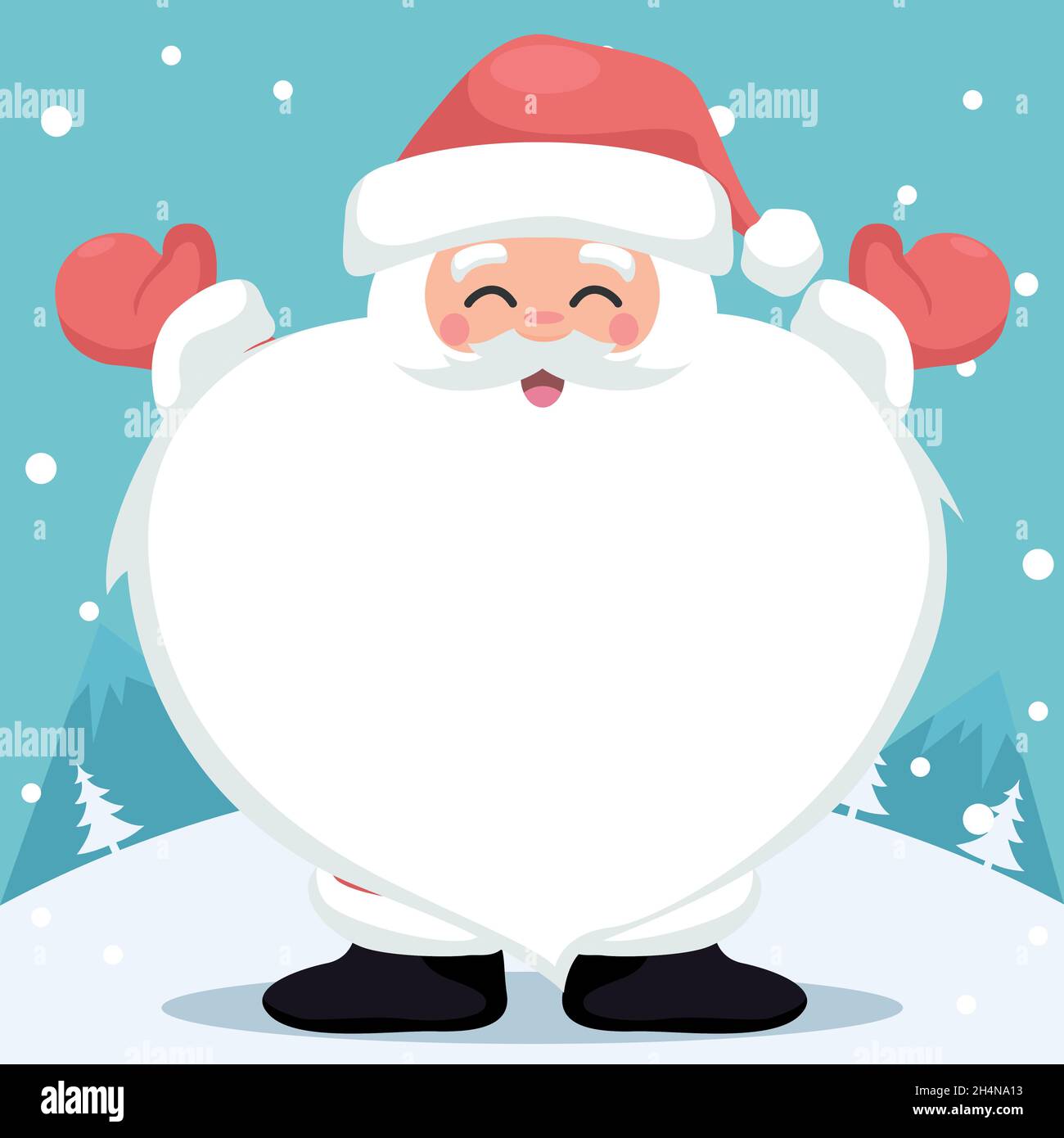 Merry Christmas card design of Santa Claus with heart shaped beards Stock Vector