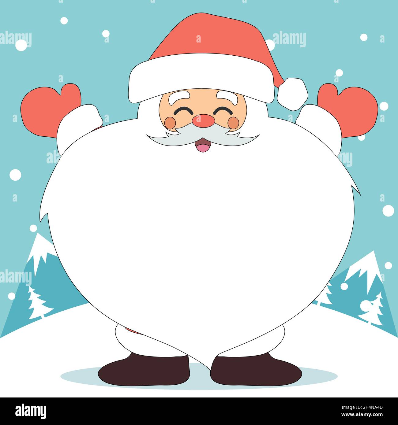 Merry Christmas card design of Santa Claus with heart shaped beards vector Stock Vector