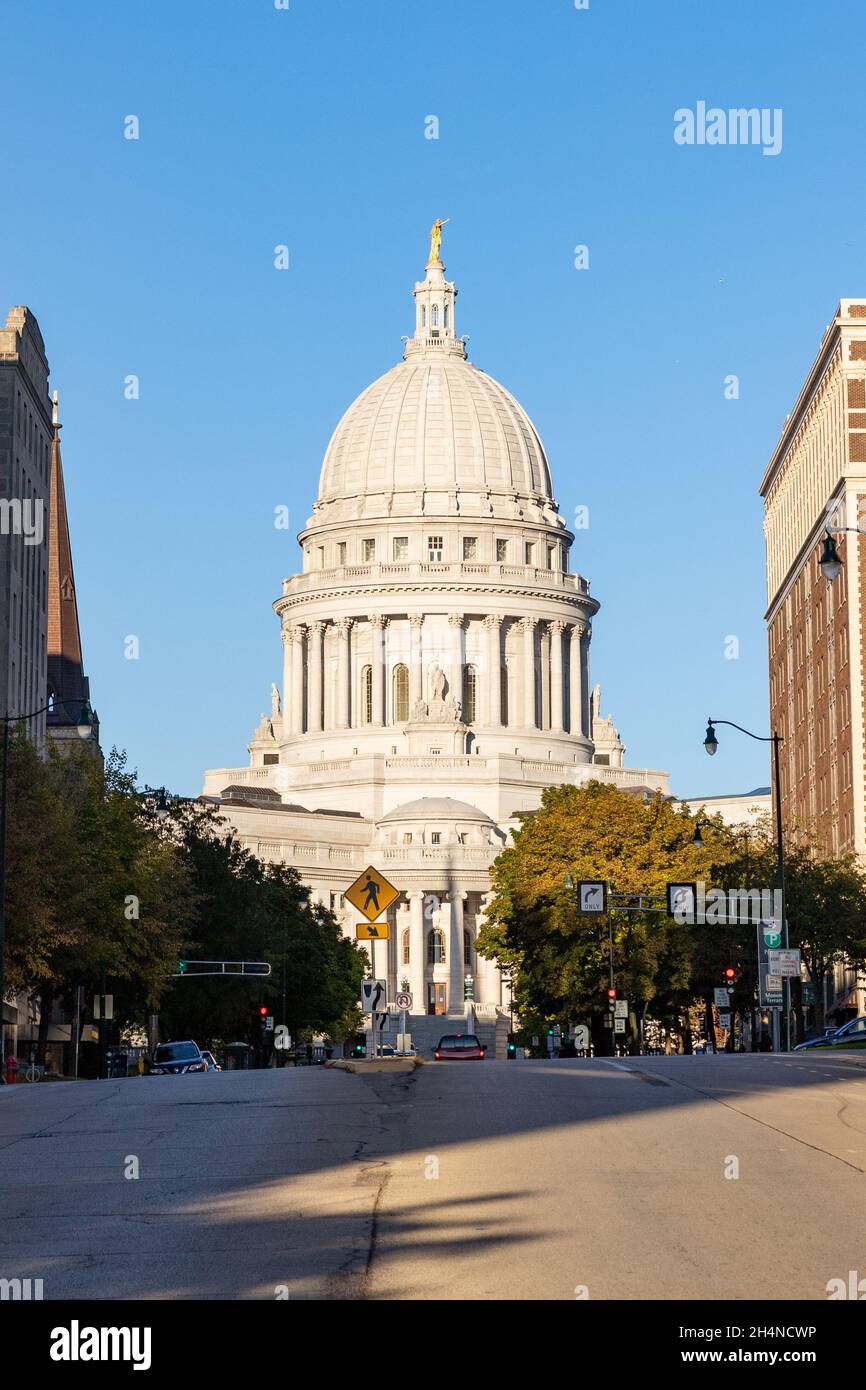 Madison, WI - October 30, 2021: The Wisconsin State Capitol Building Stock Photo