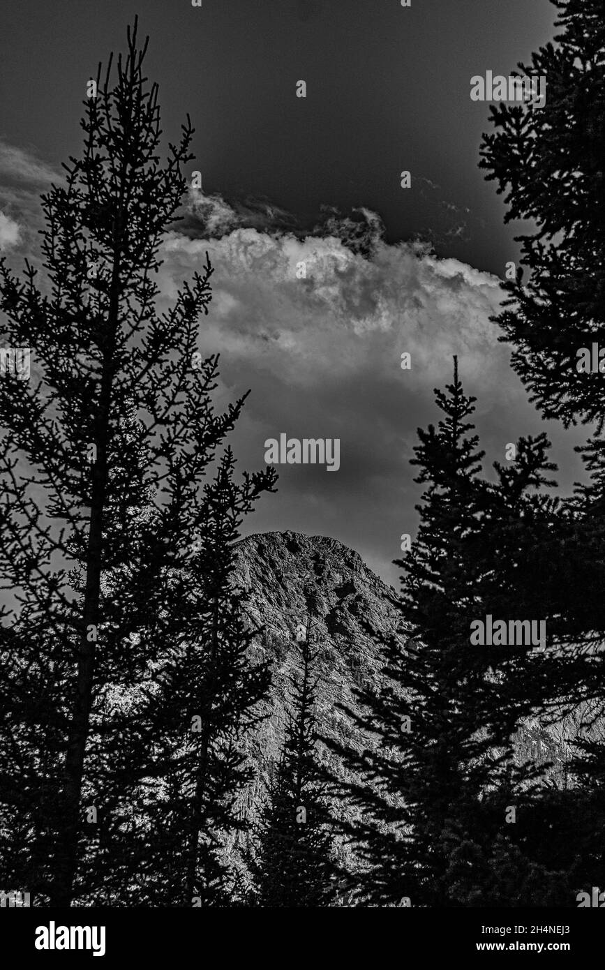 Rocky mountains landscape autumn Black and White Stock Photos & Images ...