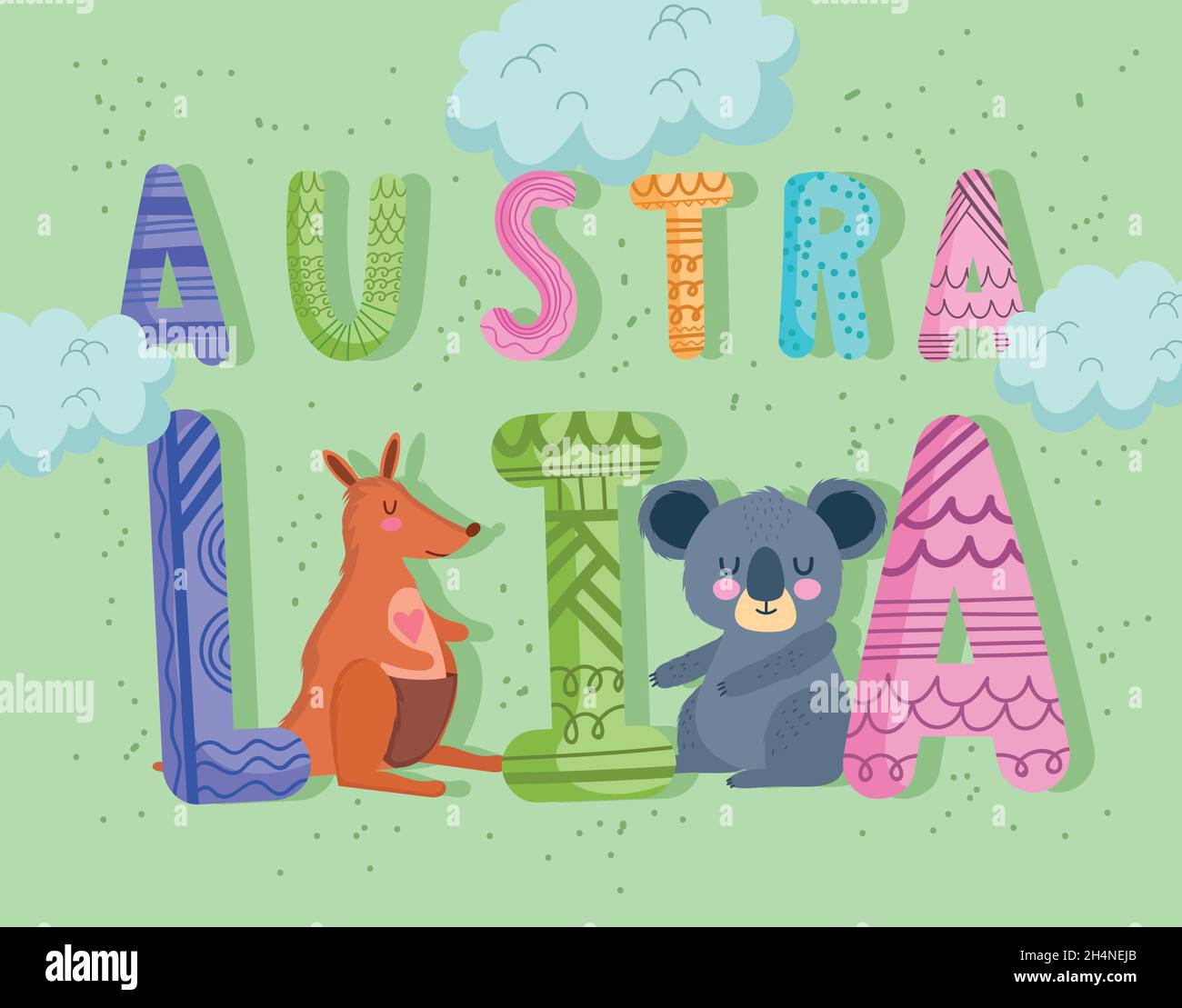 australia-word-and-animals-stock-vector-image-art-alamy