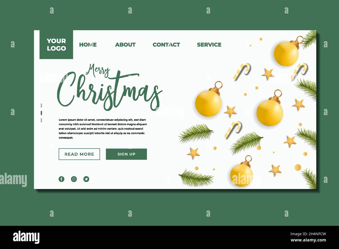 Christmas landing page concept design template Stock Vector