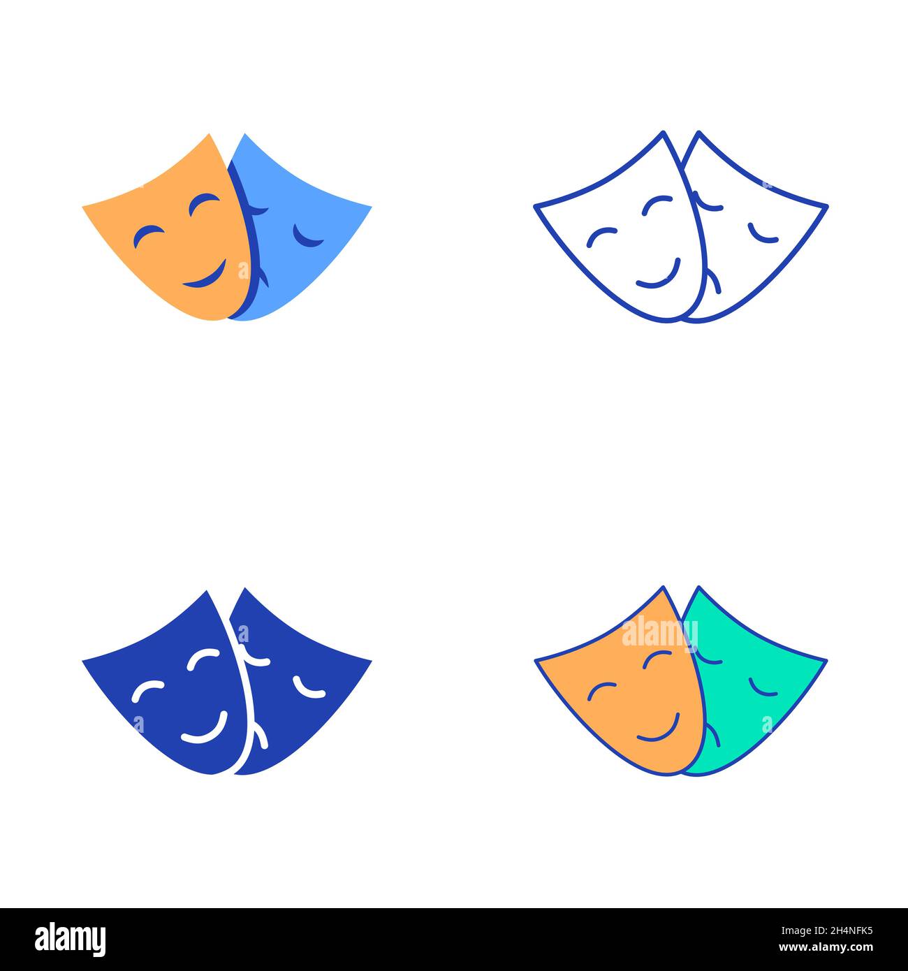 Bipolar disorder icon set in flat and line style. Smiling and sad theatre  masks. Mood change symbol. Vector illustration Stock Vector Image & Art -  Alamy
