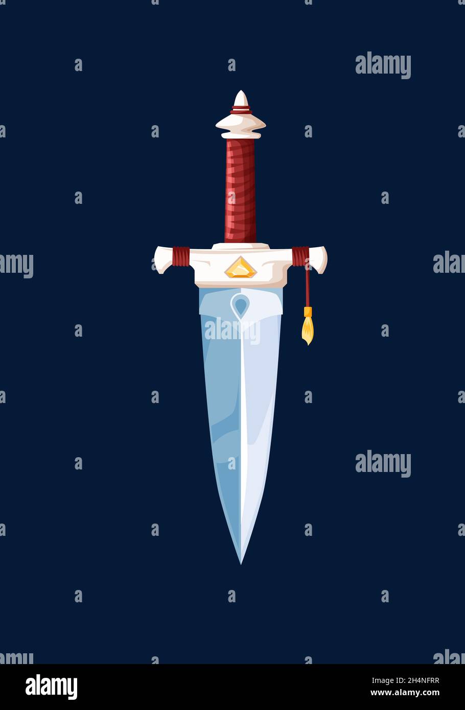 Magical cartoon steel dagger blade, vector weapon of game interface, ui ...