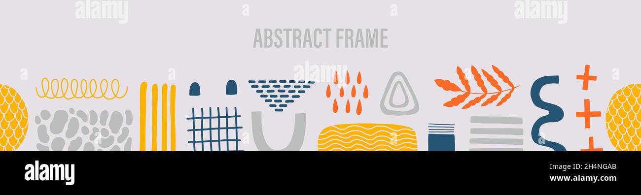 Abstract frame shape design.Template flat element simple form.Hand drawn doodle graphic. Stock Vector
