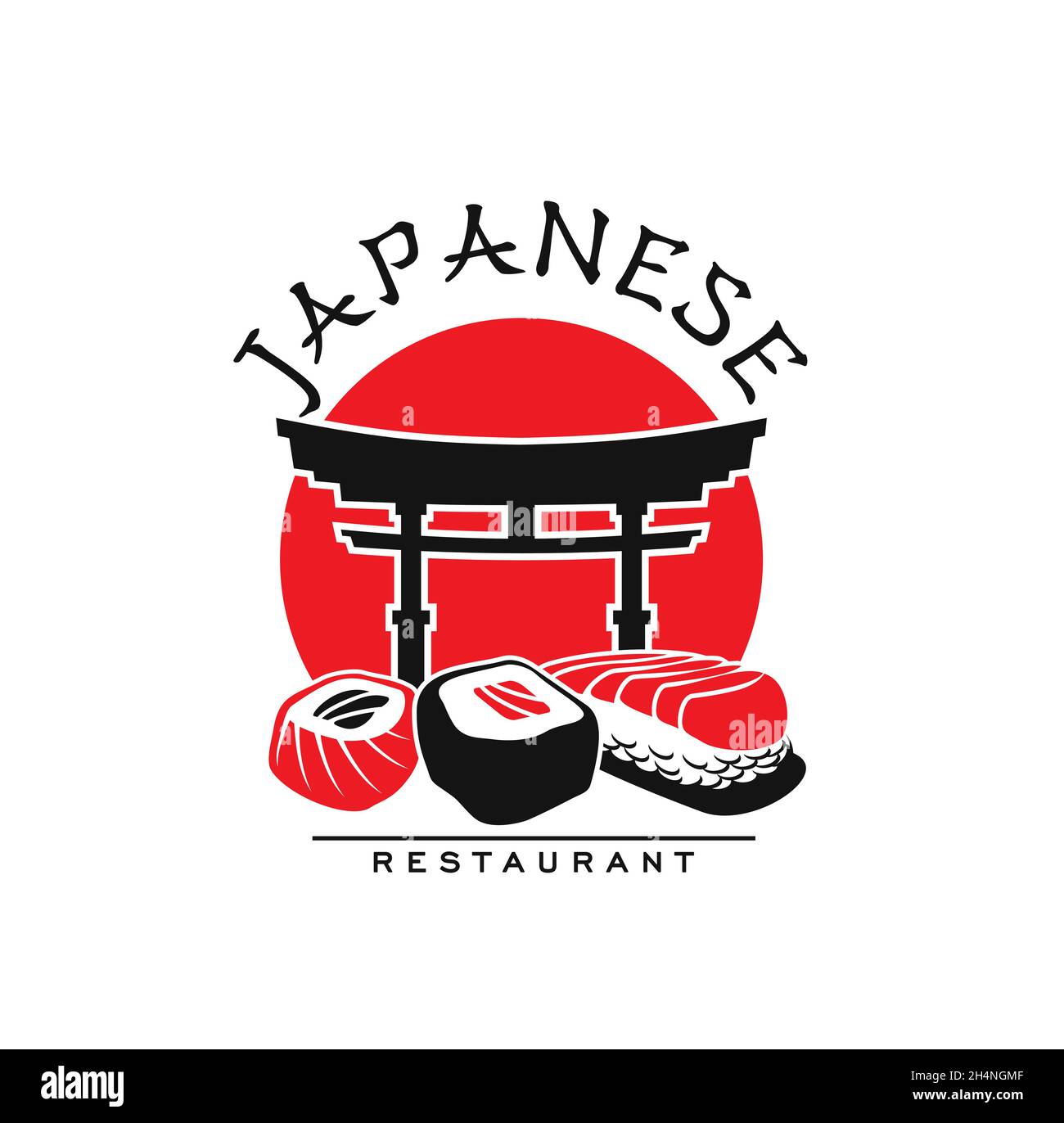 Japanese cuisine restaurant icon of vector sushi, rolls, nigiri and