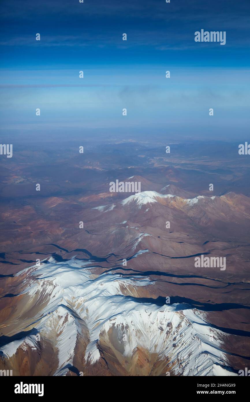 Alto Toroni (Cerro Sillajguay, 5995m/19,669ft), Andes Mountain Range, Chile - Bolivia border, South America - aerial Stock Photo