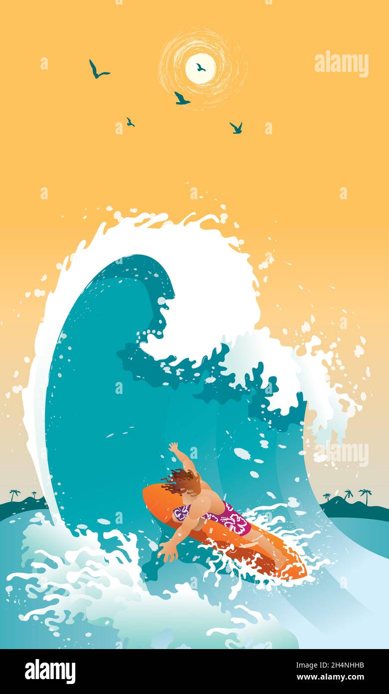 Man enjoying surfing on the sea Stock Vector Image & Art - Alamy