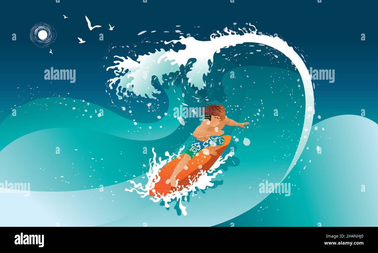 Man enjoying surfing on the sea Stock Vector Image & Art - Alamy