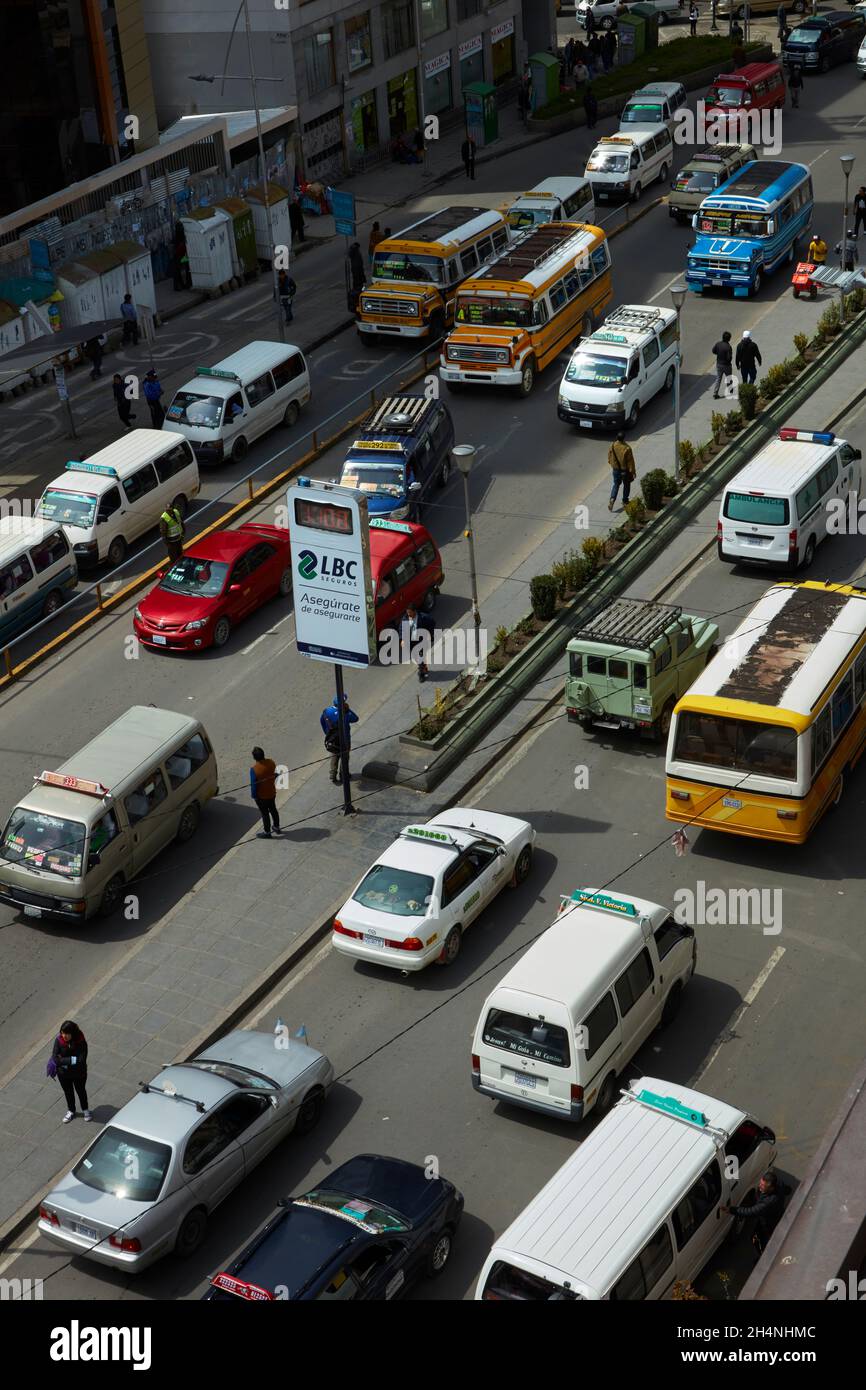 Traffic congestion, La Paz, Bolivia, South America Stock Photo