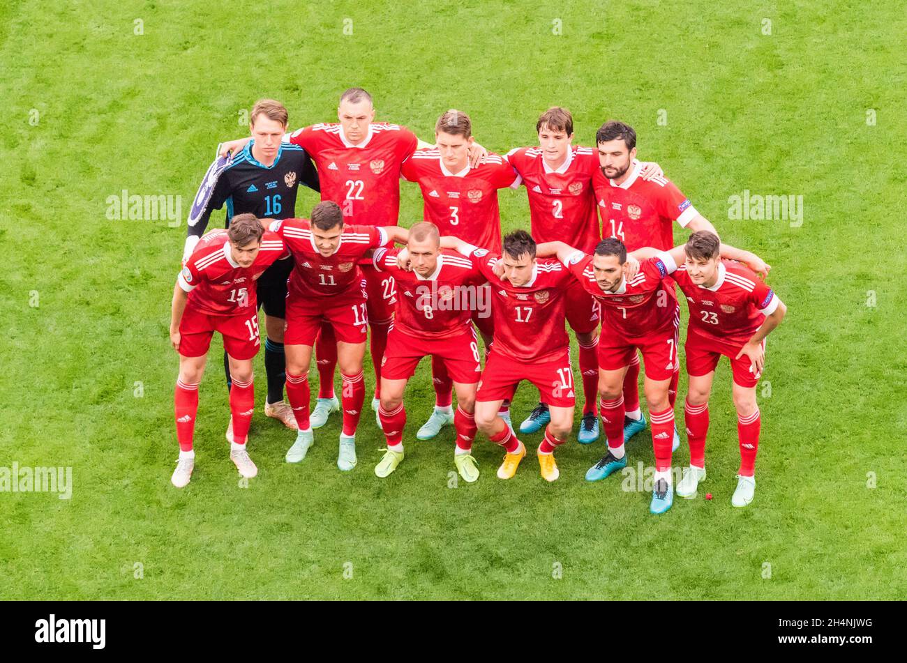 Saint Petersburg, Russia – June 16, 2021. Team photo of Russia national football team before EURO 2020 match Finland vs Russia (0-1) Stock Photo