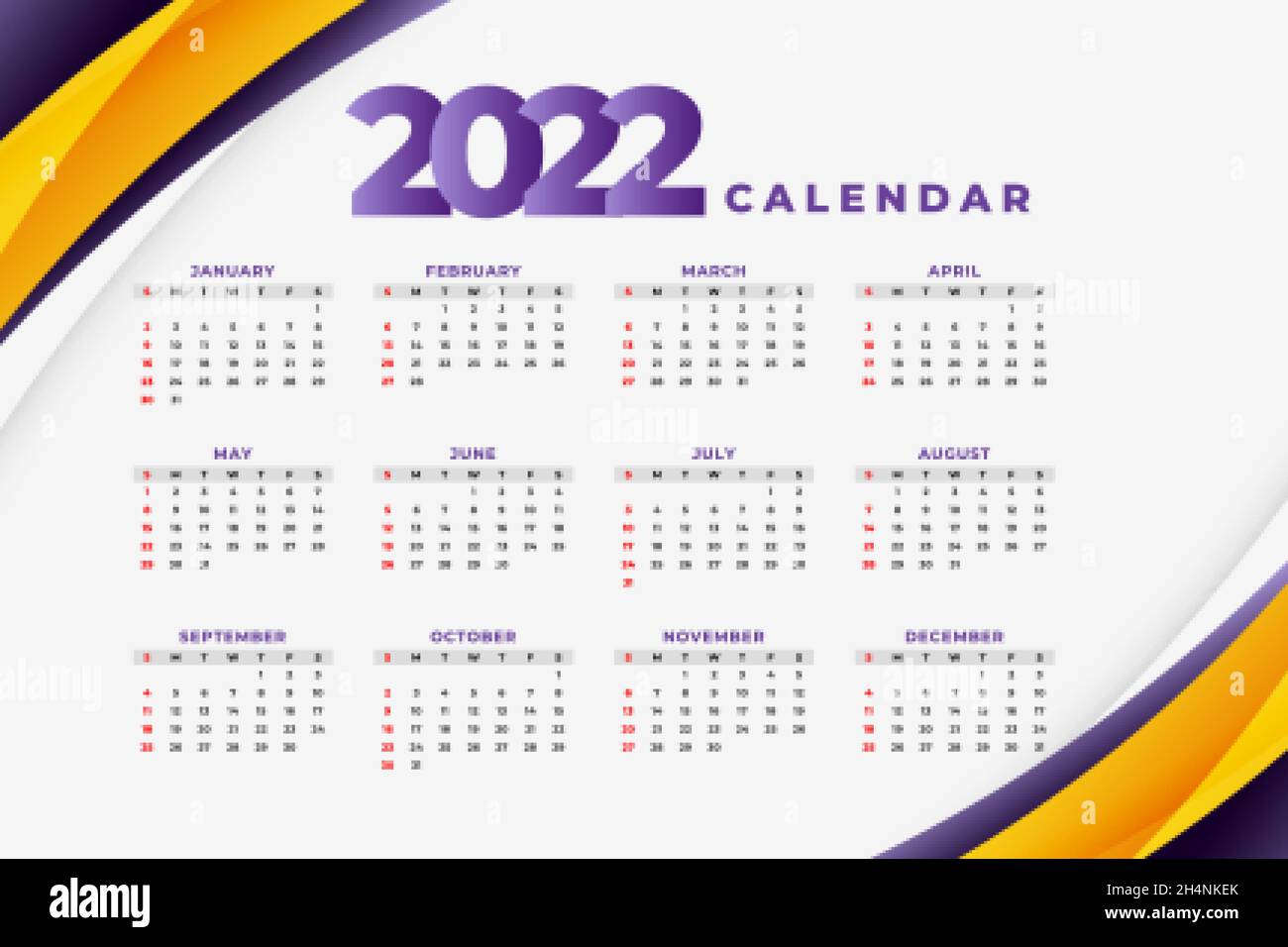 Stylish 2022 Event New Year Calendar Design Template Stock Vector Image & Art - Alamy