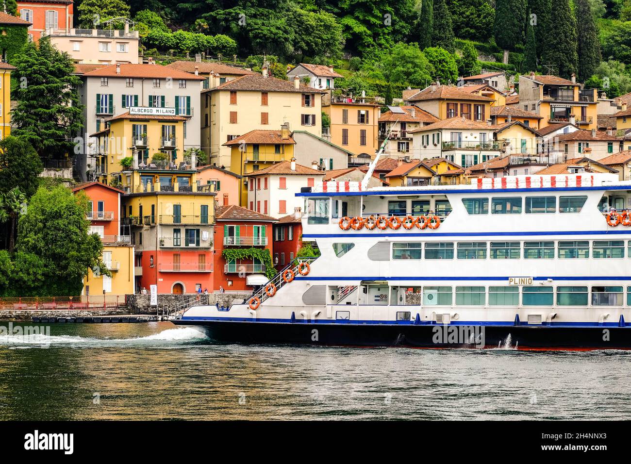 Ferry in Varenna Stock Photo Alamy