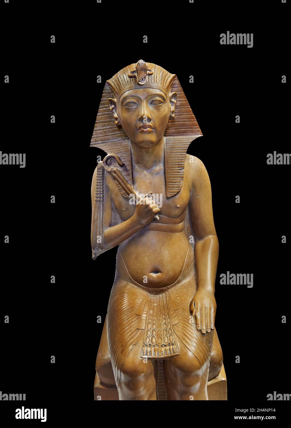 Egyptian Wood Statue of an Amarna King, 13631336, 18th dynasty