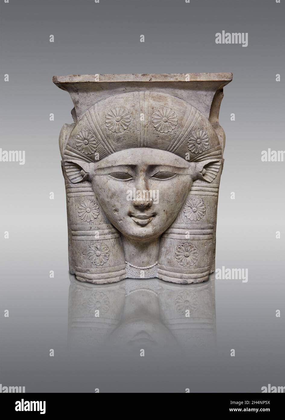 Egyptian statue sculpture of the goddess Hathor with the ears of a cow