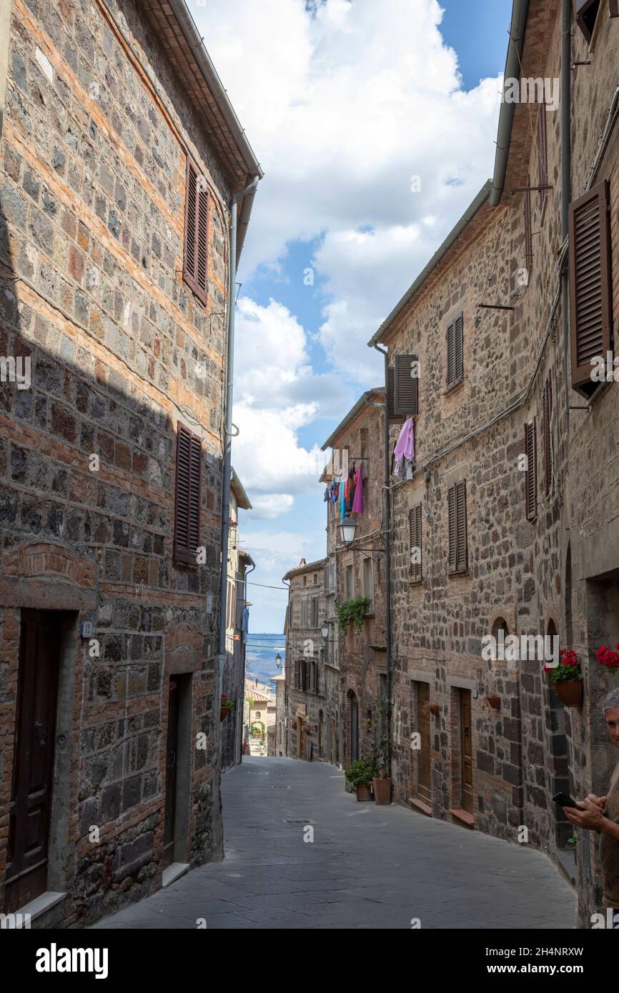 Radicofani village and houses view, Tuscany, Italy Stock Photo