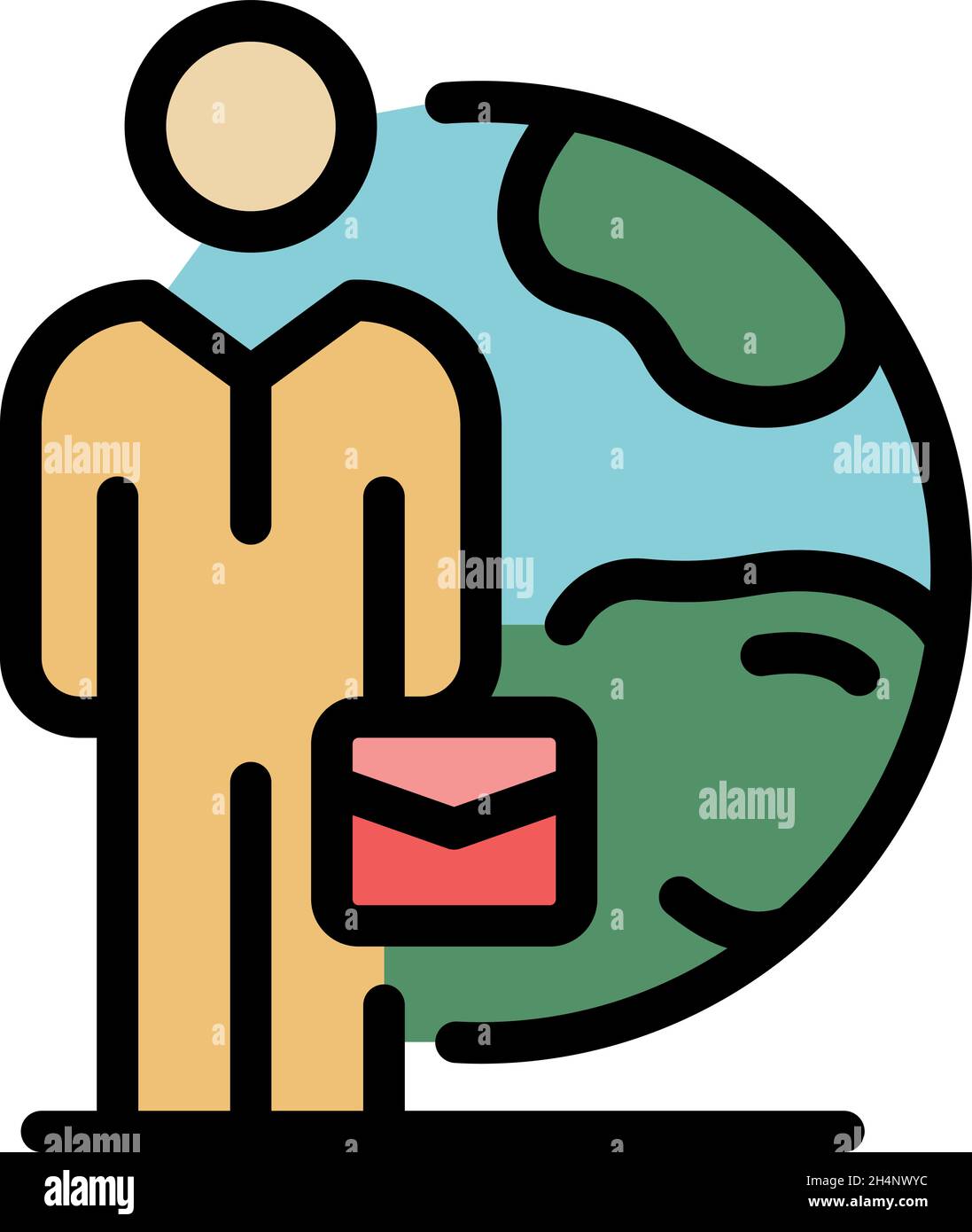 Outsource global icon. Outline outsource global vector icon color flat isolated Stock Vector