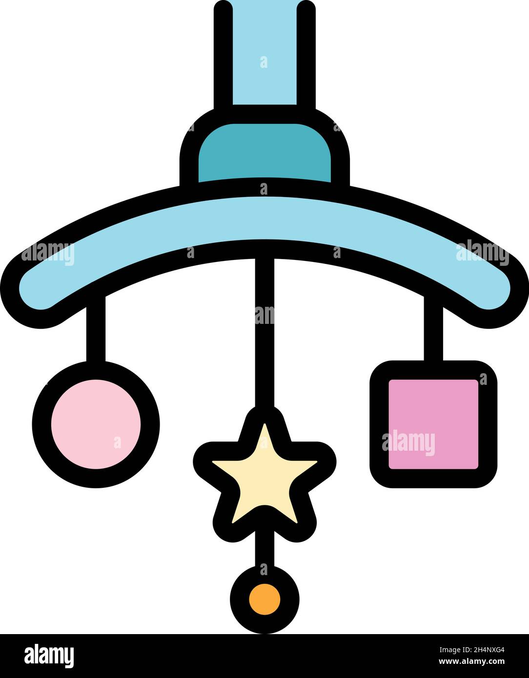 Baby crib toy icon. Outline baby crib toy vector icon color flat isolated Stock Vector