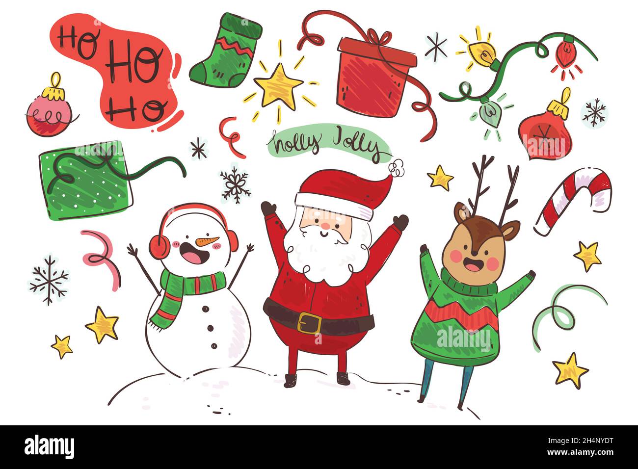 flat christmas background with characters vector design illustration Stock Vector