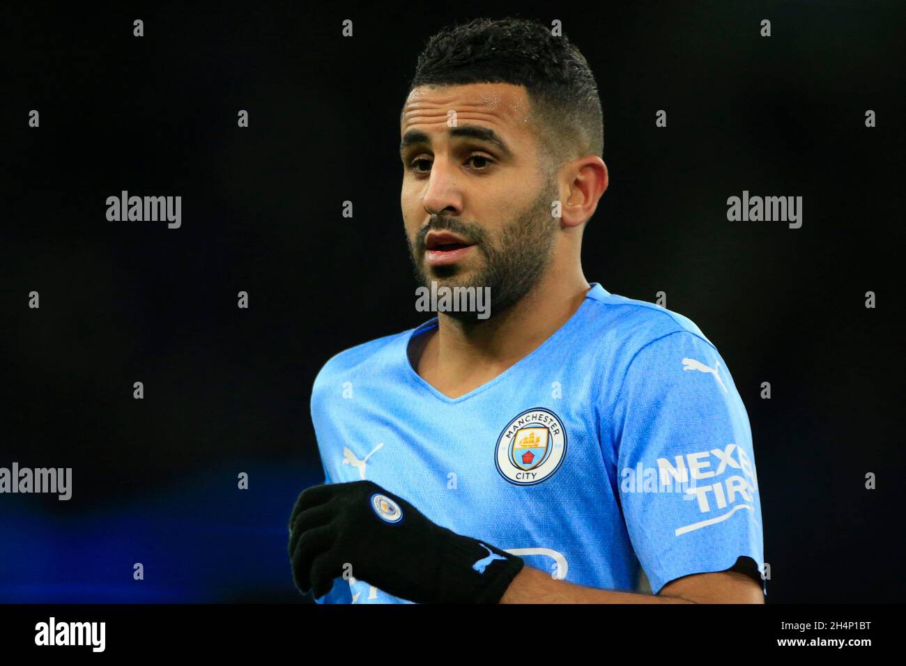 Manchester, UK. 03rd Nov, 2021. Riyad Mahrez #26 of Manchester City in Manchester, United Kingdom on 11/3/2021. (Photo by Conor Molloy/News Images/Sipa USA) Credit: Sipa USA/Alamy Live News Stock Photo