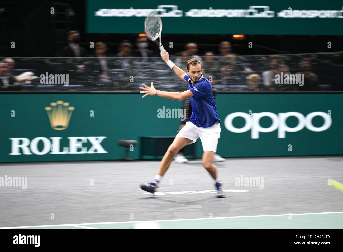 Daniil Medvedev of Russia during the Rolex Paris Masters 2021, ATP Masters 1000 tennis tournament, on November 3, 2021 at Accor Arena in Paris, France - Photo: Victor Joly/DPPI/LiveMedia Stock Photo
