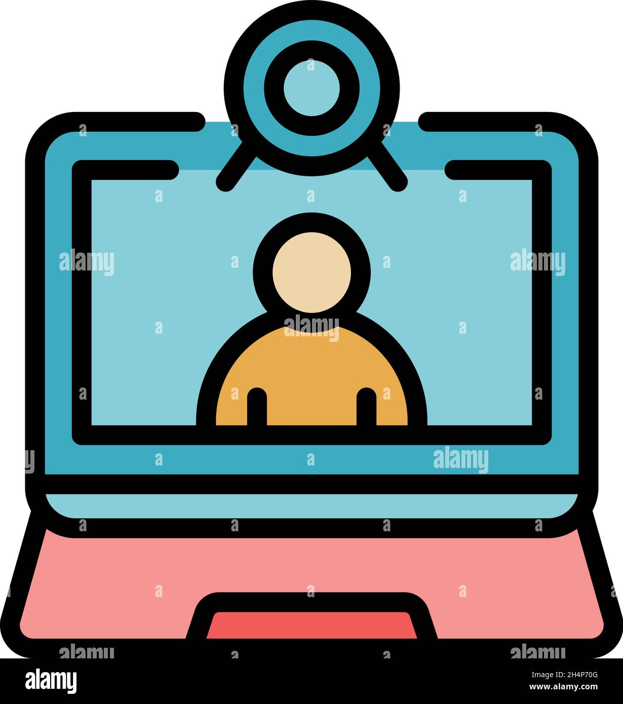 Webcam call icon. Outline webcam call vector icon color flat isolated Stock Vector