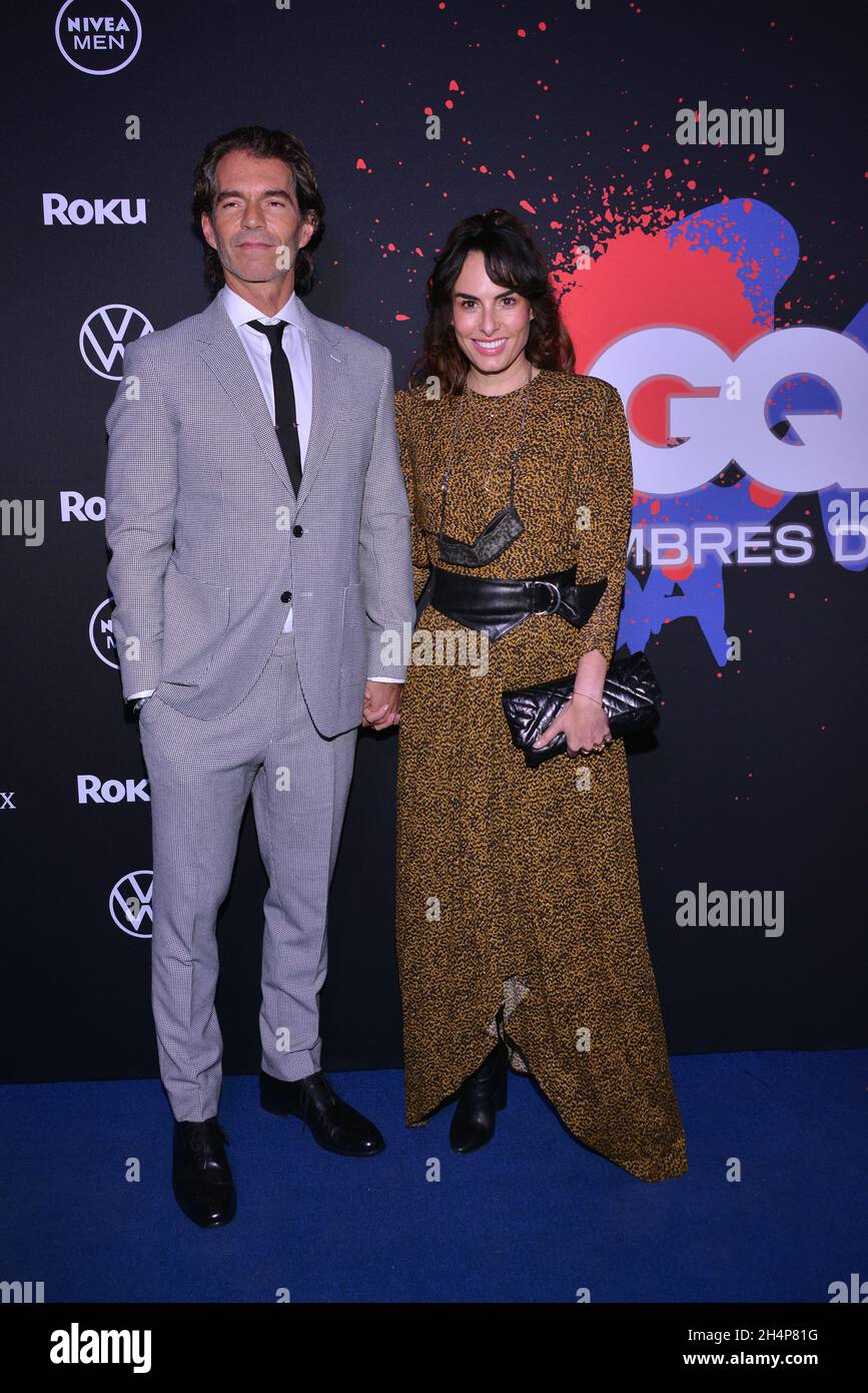 Mexico City, Mexico. 03rd Nov, 2021. Ana Serradilla and Hector Samperio pose for photos during the blue carpet of GQ Men of the Year Awards 15th Edition at Alto San Angel. On November 3, 2021 in Mexico City, Mexico. (Photo by Carlos Tischler/ Eyepix Group) Credit: Eyepix Group/Alamy Live News Stock Photo