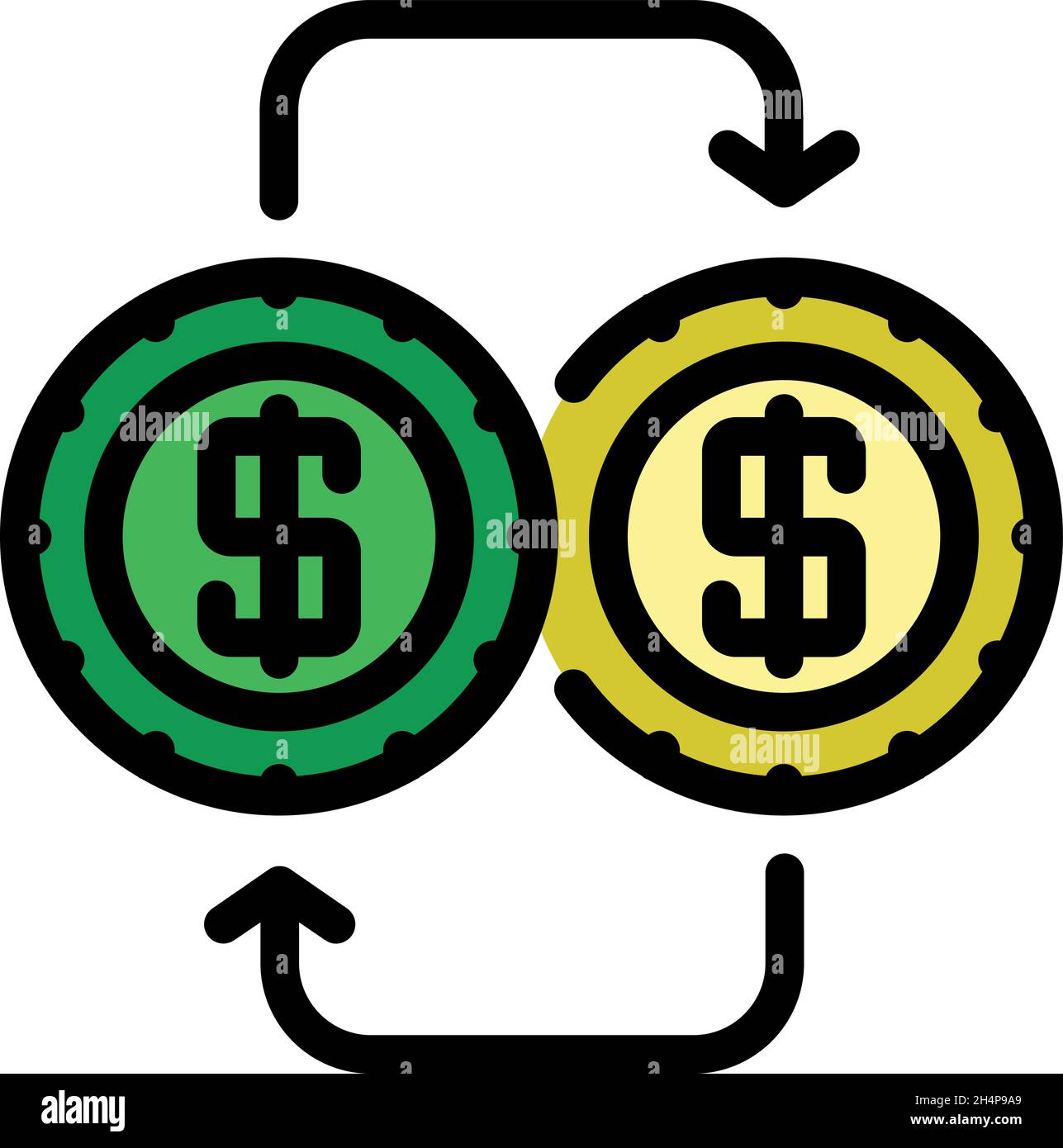 Convert money icon. Outline convert money vector icon color flat ...